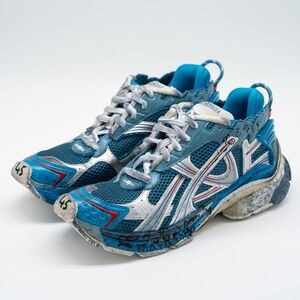 size 45eu 12 US Balenciaga Runner Blue Silver Sneakers White Red